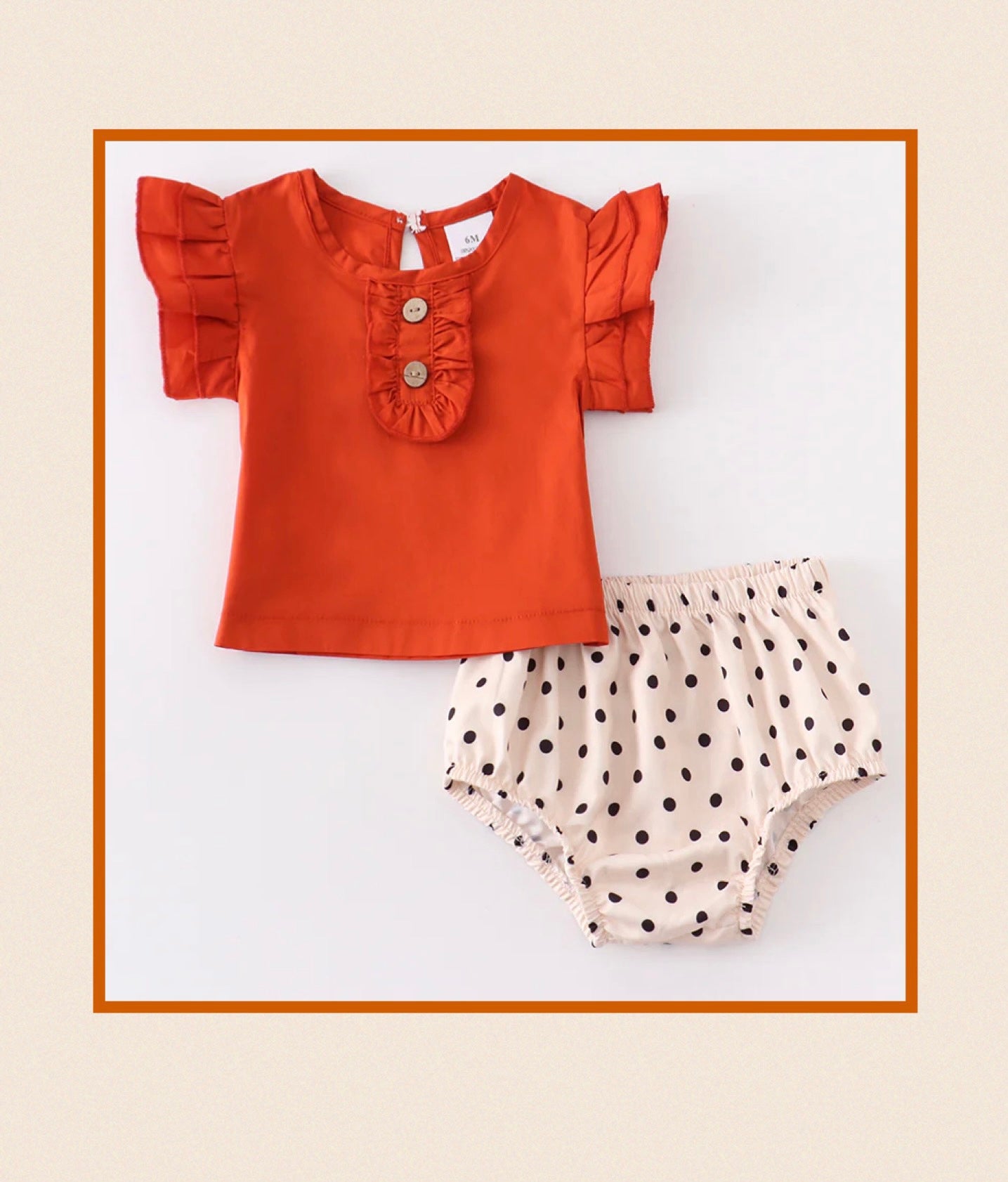 Ruffle Rust Top & Polka Dot Bummies