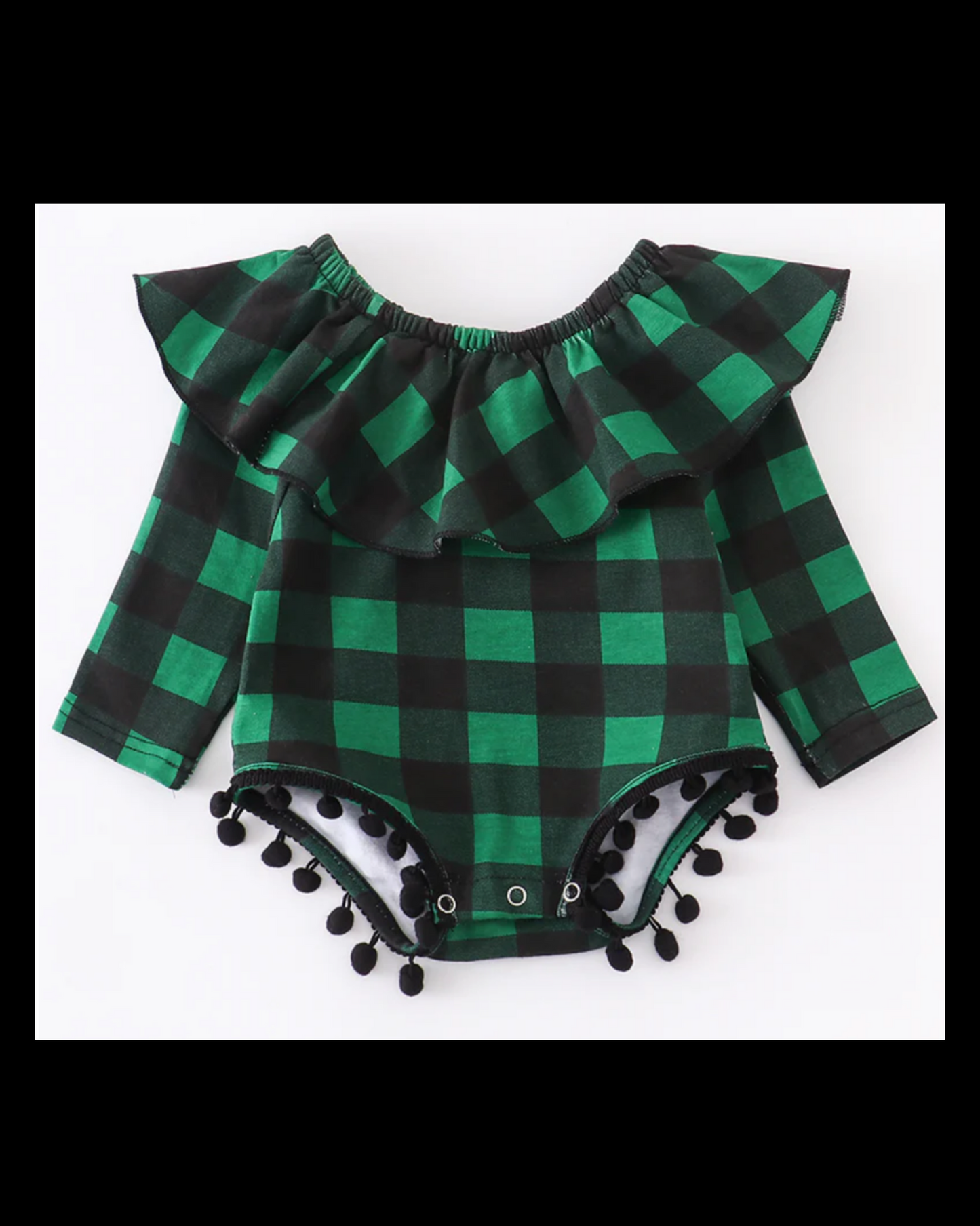 Green Plaid Ruffle Romper