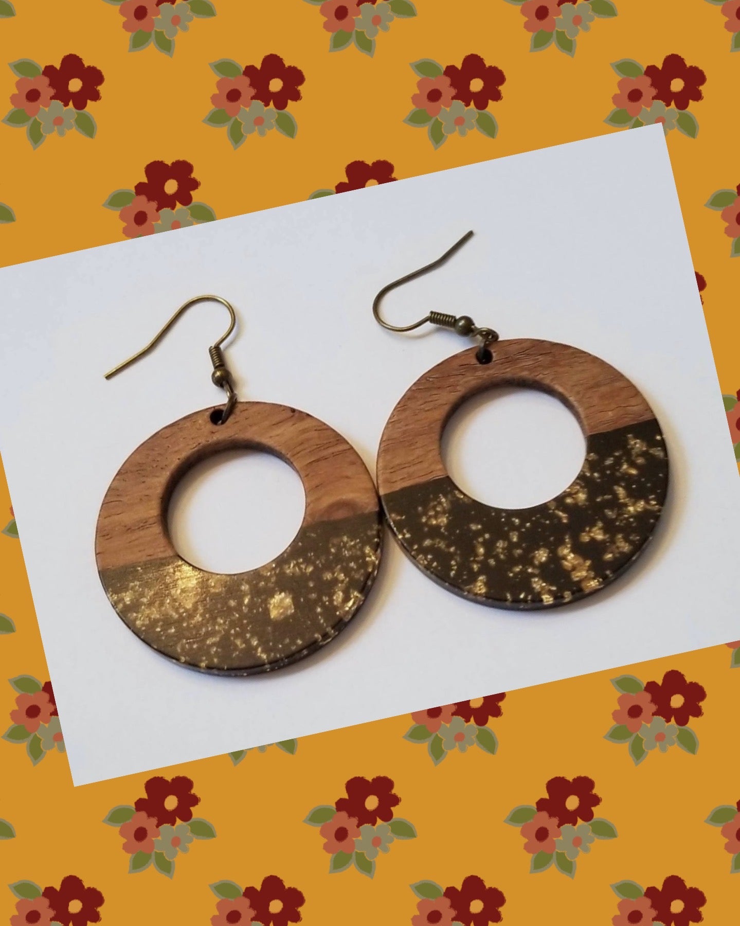 Wooden Glitter Earrings